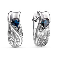 Серьги золотые с бриллиантами и сапфирами, изображение 1