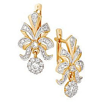 Серьги золотые с фианитами, изображение 1