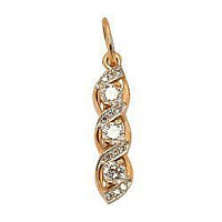 Подвеска золотая с кристаллами Swarovski и фианитом, изображение 1