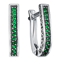 С-118-Ч зел серьги (Ag 925), изображение 1
